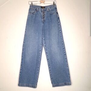 Vintage 90s wide leg baggy skater jeans exposed button fly route 66 size 26 3/4